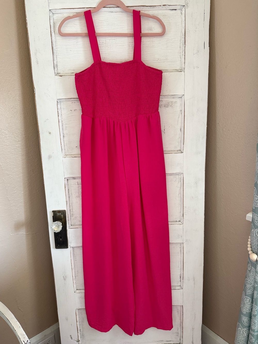 Bright Pink Smocked Maxi Dress